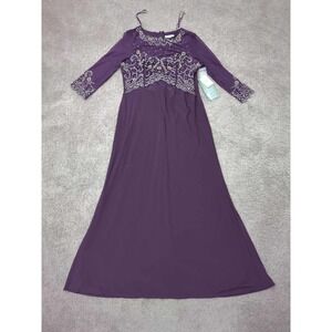 Jackie Jon Dress Womens 16 Purple Embellished Lined Evening Gown NEW